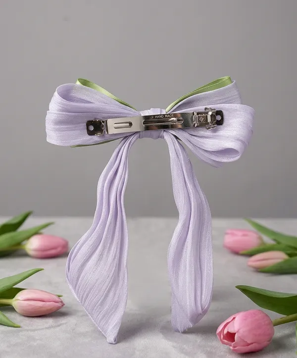 Gold_Polyester_Pleated_Tulip_Charm_Hair_Clip_For_Women