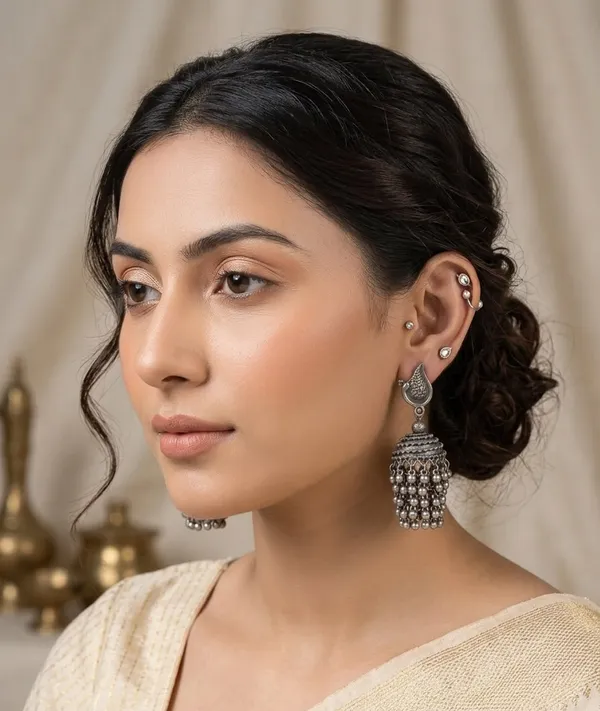 Gold_Oxidized_Ghungroo_Cascade_Jhumka_Earrings_For_Women