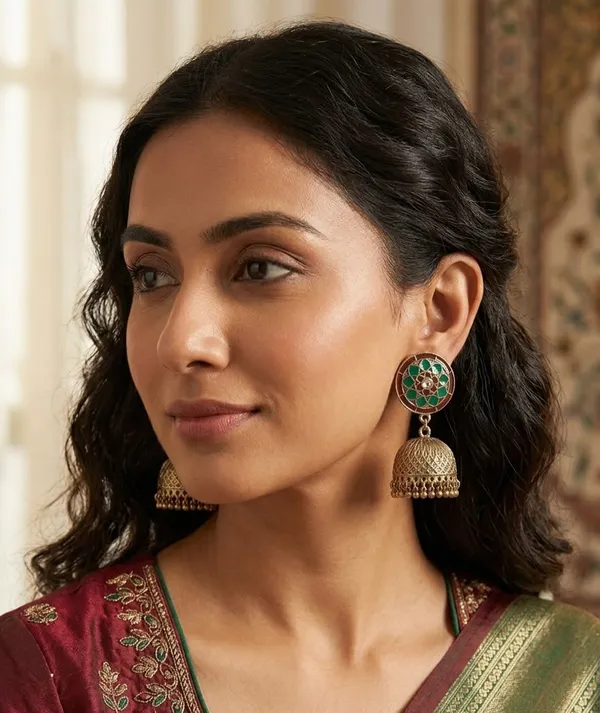 Orange_Turquoise_Alloy_Meenakari_Mandala_Jhumka_Earrings_For_Women