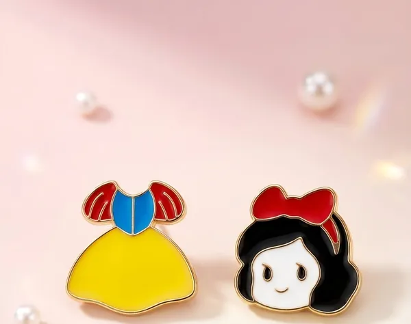 Gold_Enamel_Snow_White_Mismatched_Stud_Earrings_For_Women