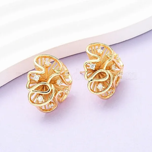 Gold_Alloy_Sculptural_Floral_Bloom_Stud_Earrings_For_Women