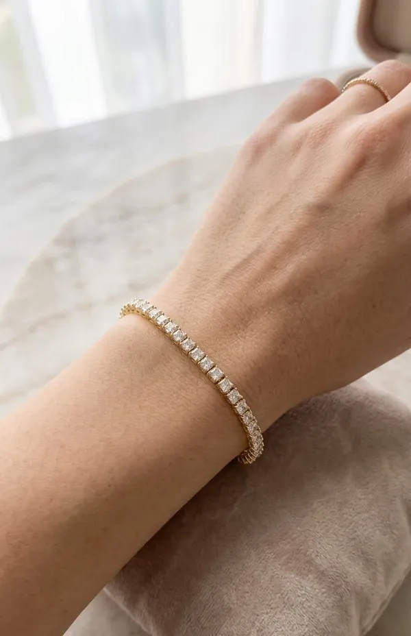 Gold_Stainless_Steel_Princess_Cut_Tennis_Bracelet_For_Women