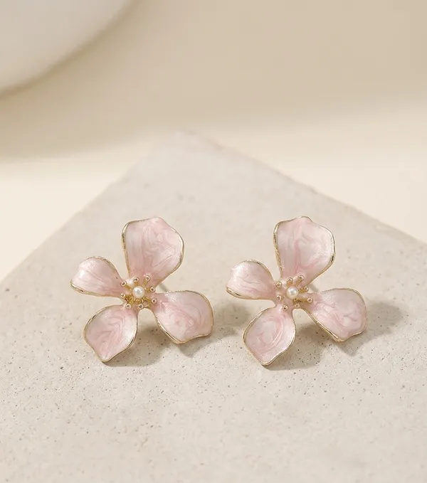 Gold_Alloy_Blush_Bloom_Floral_Pearl_Stud_Earrings_For_Women