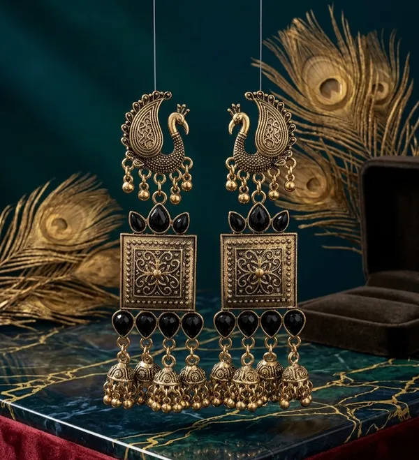 Gold_Stainless_Steel_Peacock_Motif_Jhumka_Earrings_For_Women