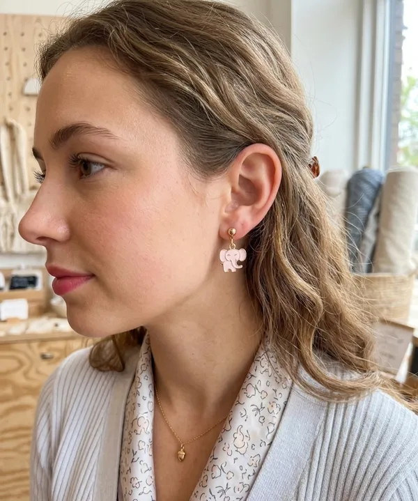 Baby_Pink_Enamel_Gold_Elephant_Dangle_Stud_Earrings_For_Women