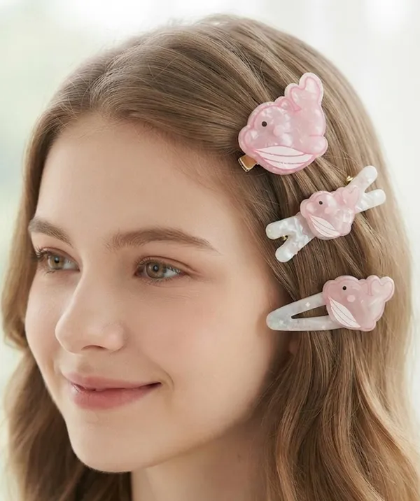Pastel_Pink_Acrylic_Marbled_Dolphin_Hair_Clip_Set_For_Women