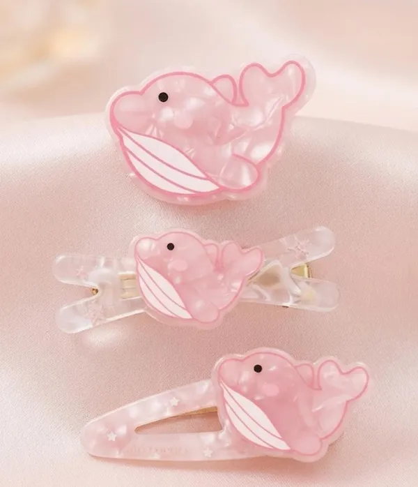 Pastel_Pink_Acrylic_Marbled_Dolphin_Hair_Clip_Set_For_Women