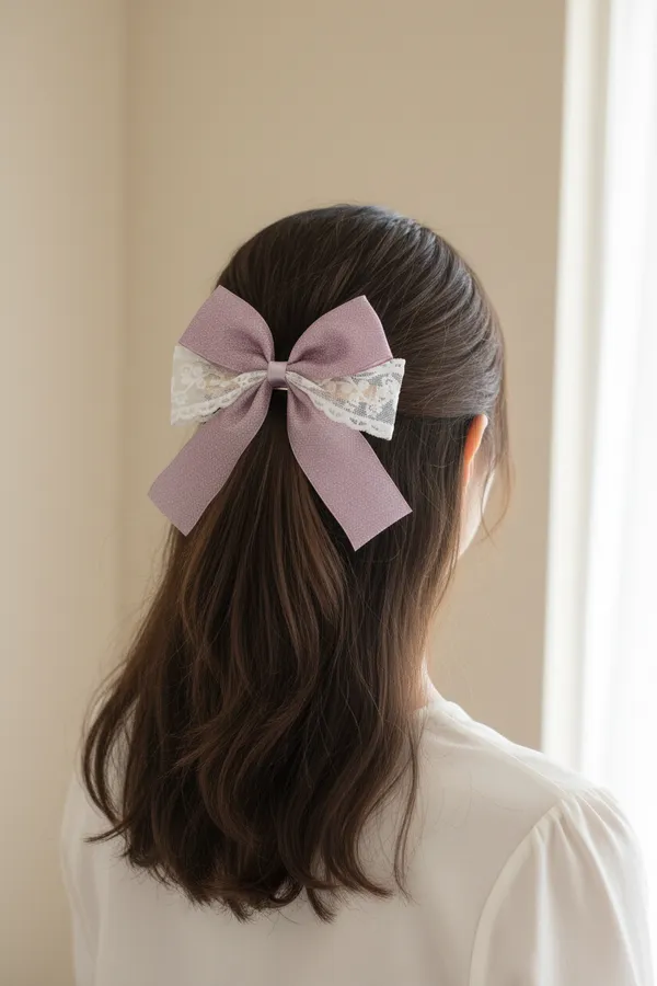 Lavender_Glitter_Lace_Bow_Hair_Clip_For_Women