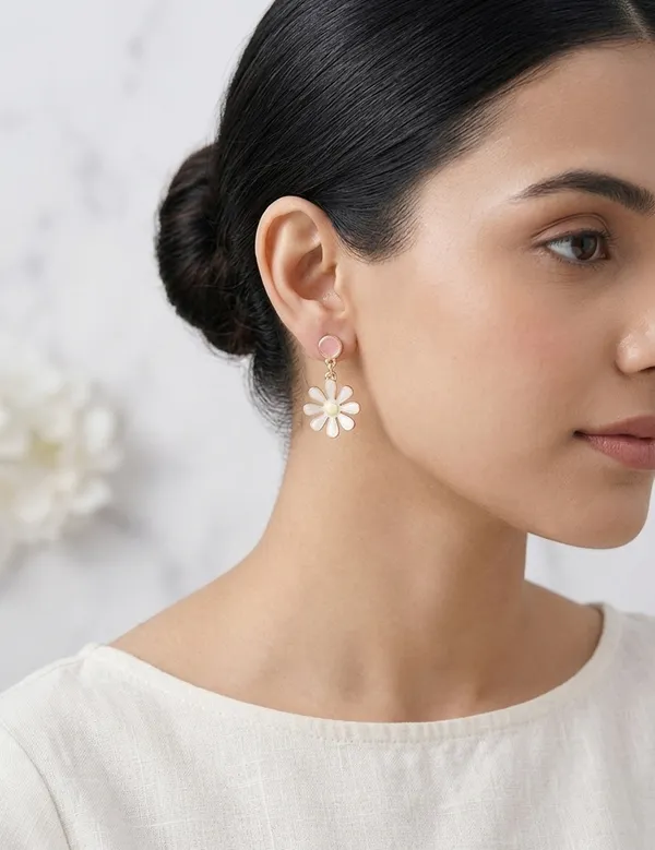 Gold_Pastel_Enamel_Daisy_Drop_Stud_Earrings_For_Women