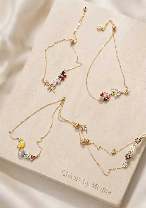 Gold_Enamel_Cubic_Zirconia_Charm_Adjustable_Bracelet_For_Women
