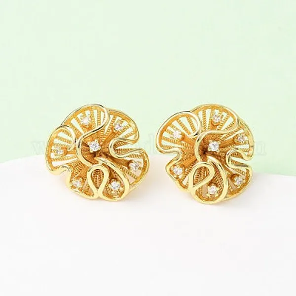 Gold_Alloy_Sculptural_Bloom_Drop_Earrings_For_Women