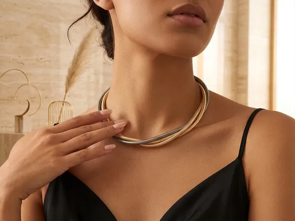 Gold_Multi-Layer_Serpentine_Chain_Neckpiece_For_Women