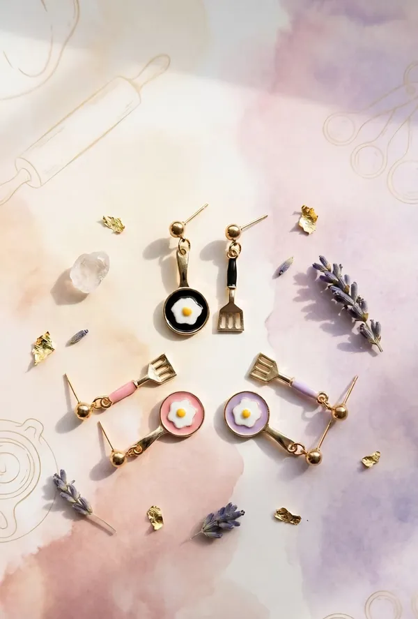 Gold_Alloy_Quirky_Culinary_Mismatched_Earrings_For_Women