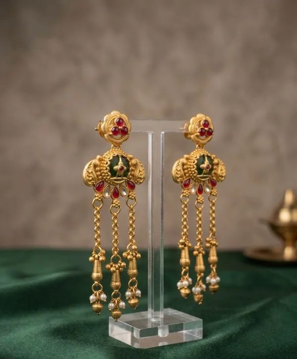 Gold_Stainless_Steel_Traditional_Drop_Earrings_For_Women