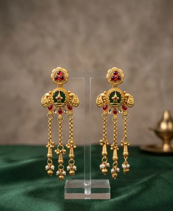 Gold_Stainless_Steel_Traditional_Drop_Earrings_For_Women