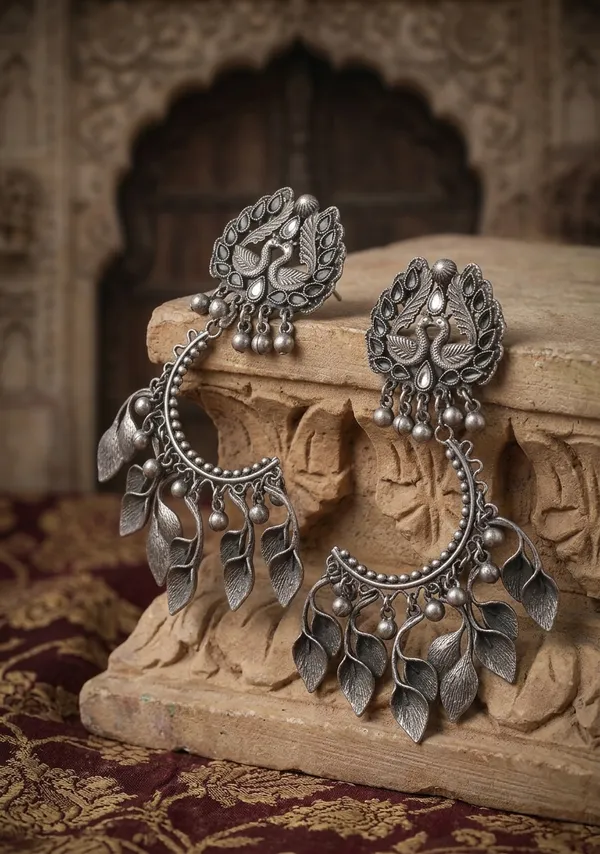 Gold_Oxidized_Alloy_Peacock_Crescent_Leaf_Drop_Earrings_For_Women