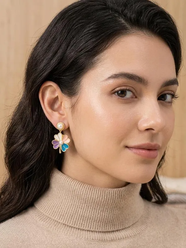 Gold_Enamel_Floral_Pearl_Butterfly_Drop_Earrings_For_Women