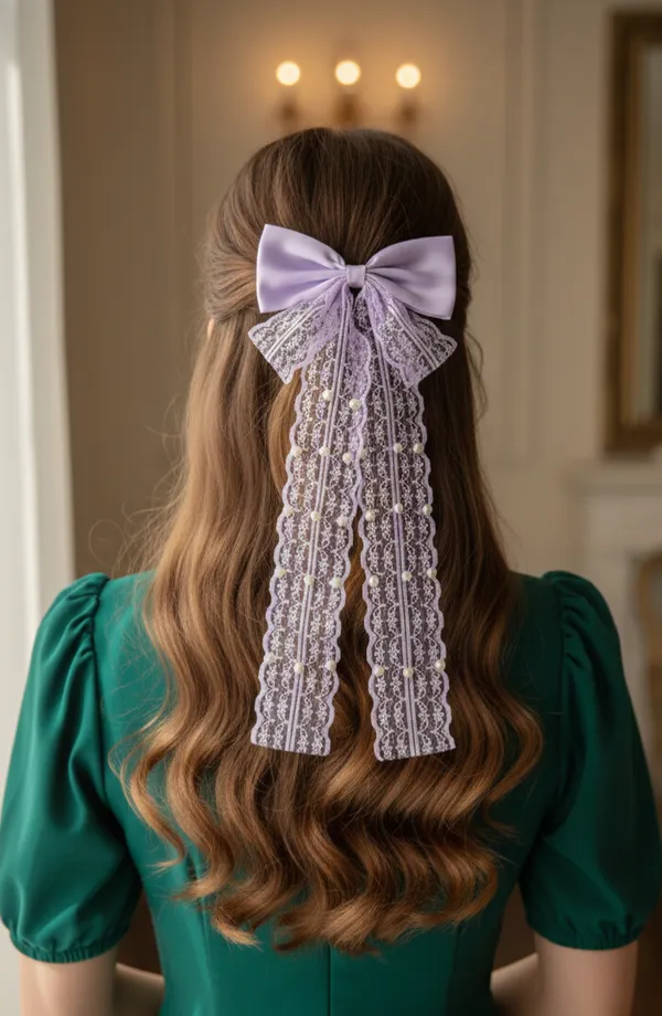 Gold_Satin_Pearl_Lace_Ribbon_Bow_Hair_Accessory_For_Women