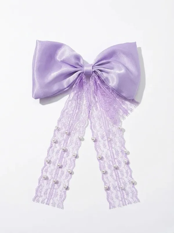 Gold_Satin_Pearl_Lace_Ribbon_Bow_Hair_Accessory_For_Women