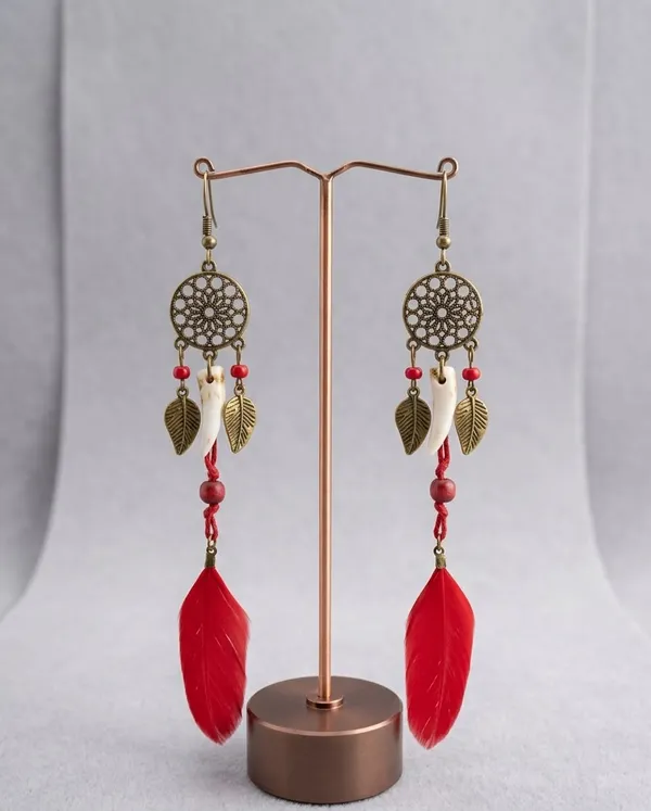 Red_Alloy_Dreamcatcher_Tassel_Drop_Earrings_For_Women