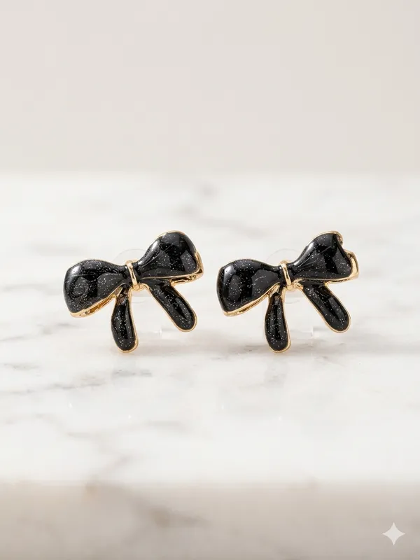 Midnight_Black_Metal_Enamel_Bow_Stud_Earrings_For_Women