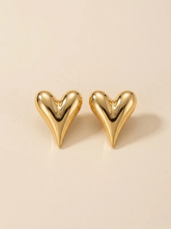 Gold_Alloy_3D_Puffy_Heart_Stud_Earrings_For_Women