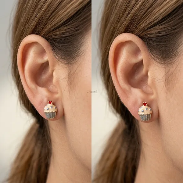 Gold_Enamel_Cupcake_Stud_Earrings_For_Women
