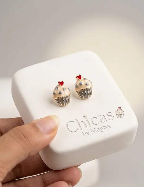 Gold_Enamel_Cupcake_Stud_Earrings_For_Women