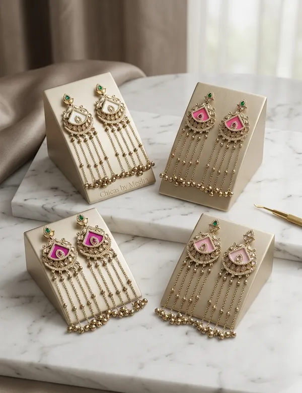 Gold_Stainless_Steel_Magenta_Pearl_Tassel_Jhumka_Earrings_For_Women