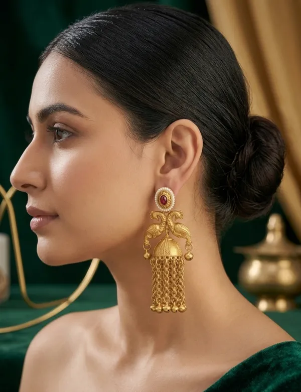 Gold_Stainless_Steel_Peacock_Ruby_Pearl_Cascade_Jhumka_Earrings_For_Women