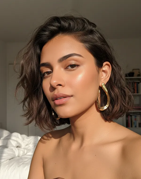 Gold_Steel_Molten_Sculptural_Hoop_Earrings_For_Women