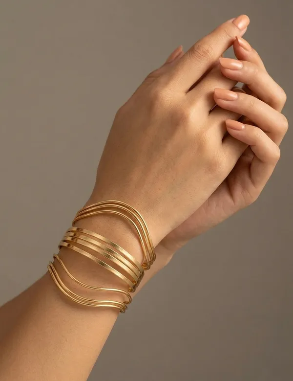 Gold_Alloy_Multi_Strand_Cuff_Bracelet_For_Women