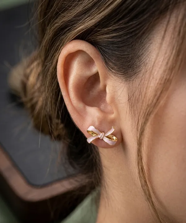 Gold_Alloy_Lavender_Enamel_Ribbon_Bow_Stud_Earrings_For_Women