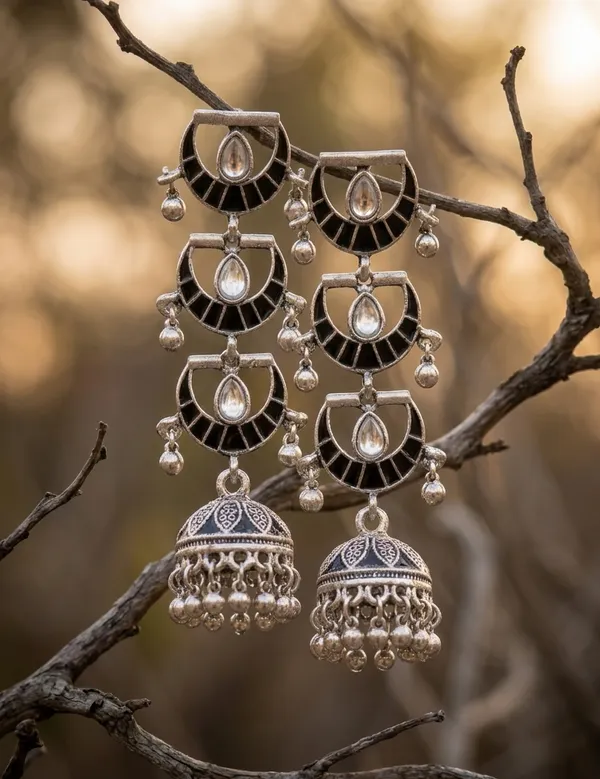 Black_Alloy_Oxidized_Kundan_Tiered_Jhumki_Earrings_For_Women