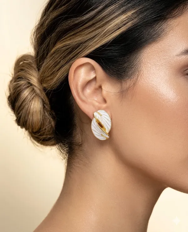 Gold_Stainless_Steel_White_Feather_Stud_Earrings_For_Women