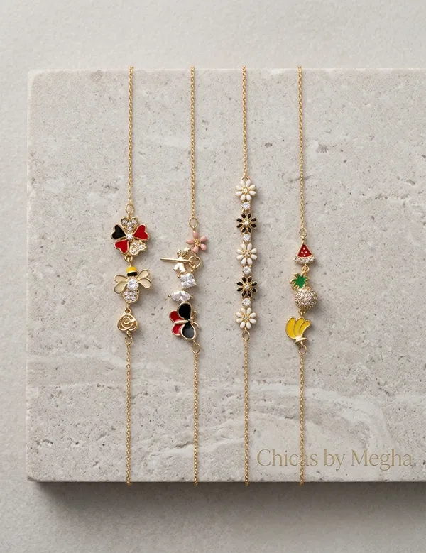 Gold_Alloy_Enamel_Zirconia_Nature_Charm_Adjustable_Bracelet_For_Women
