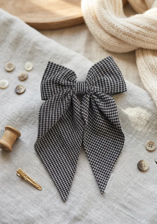 Gold_Stainless_Steel_Tweed_Oversized_Hair_Bow_For_Women