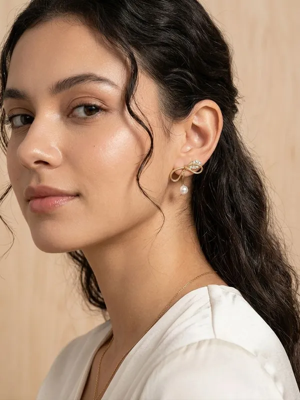 Gold_Crystal_Bow_Pearl_Drop_Stud_Earrings_For_Women