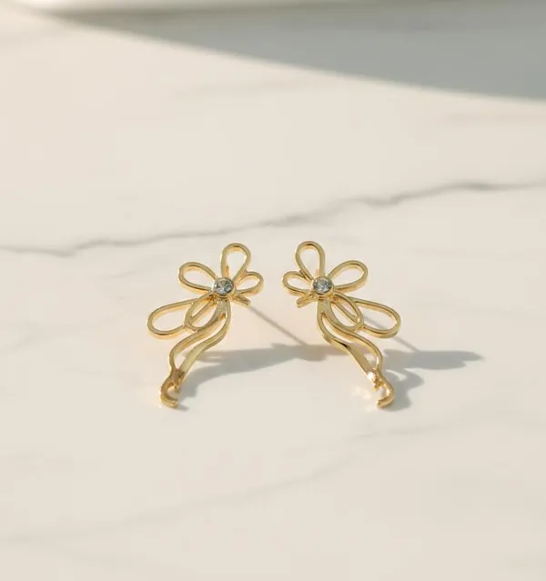Gold_Alloy_Floral_Ribbon_Drop_Earrings_For_Women