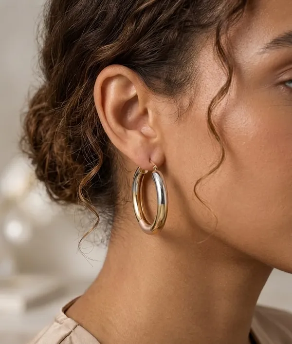 Gold_Rose_Gold_Silver_Tri-Tone_Chunky_Hoop_Earrings_For_Women