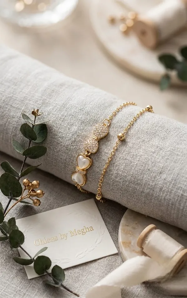 Gold_Alloy_Bow_Charm_Layered_Bracelet_For_Women