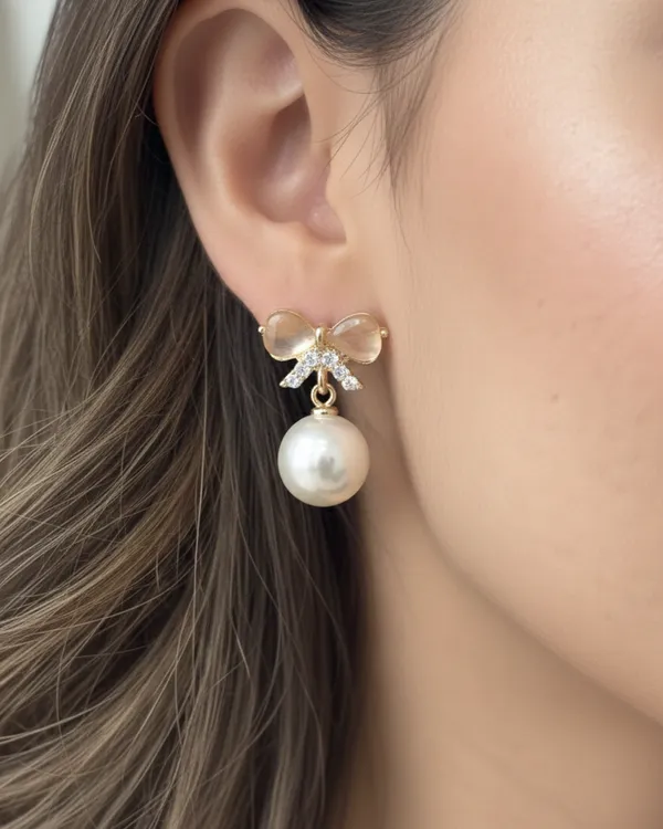 Gold_Alloy_Bow_Knot_Pearl_Drop_Earrings_For_Women
