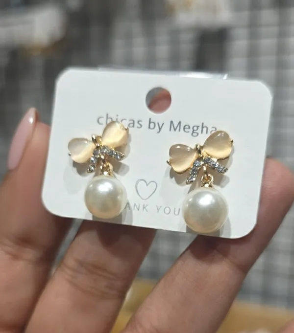 Gold_Alloy_Bow_Knot_Pearl_Drop_Earrings_For_Women