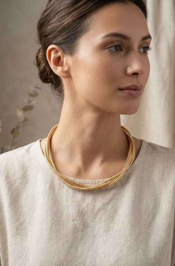 Gold_Stainless_Steel_Coiled_Serpentine_Neckpiece_For_Women