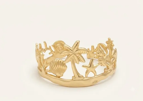 Gold_Alloy_Tropical_Ocean_Motif_Cuff_Bracelet_For_Women