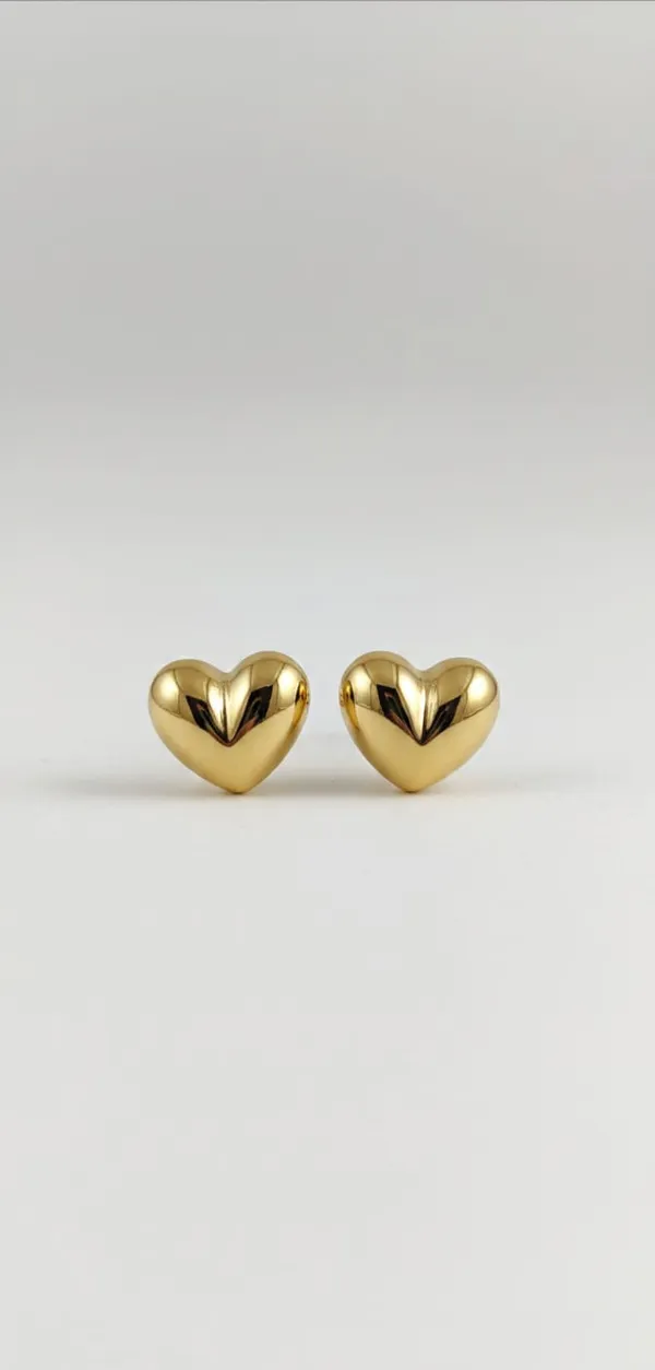 Gold_Stainless_Steel_Puff_Heart_Stud_Earrings_For_Women