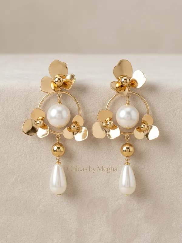 Gold_Alloy_Floral_Faux_Pearl_Blossom_Drop_Earrings_For_Women