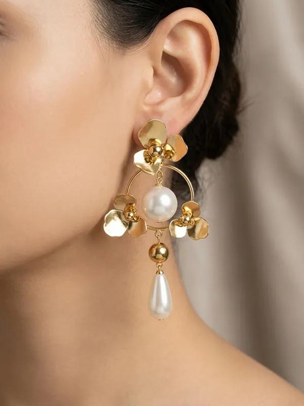 Gold_Alloy_Floral_Faux_Pearl_Blossom_Drop_Earrings_For_Women