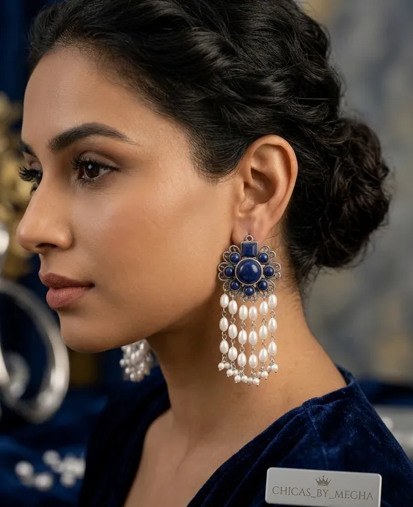 Navy_Blue_Pearl_Lapis_Chandelier_Drop_Earrings_For_Women
