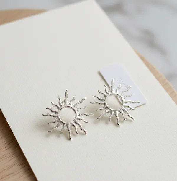 Silver_Stainless_Steel_Sun_Motif_Stud_Earrings_For_Women